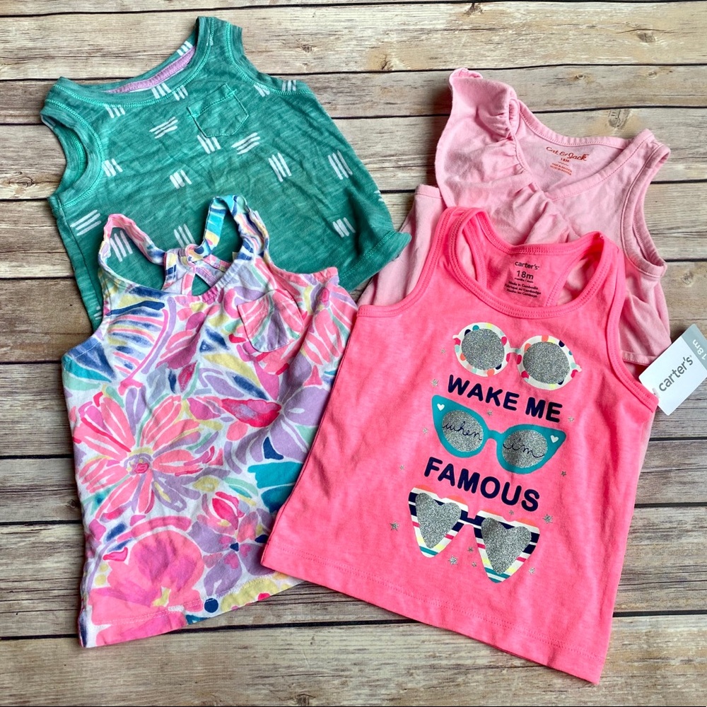 Four baby girl summer tank tops. Size 18 months.